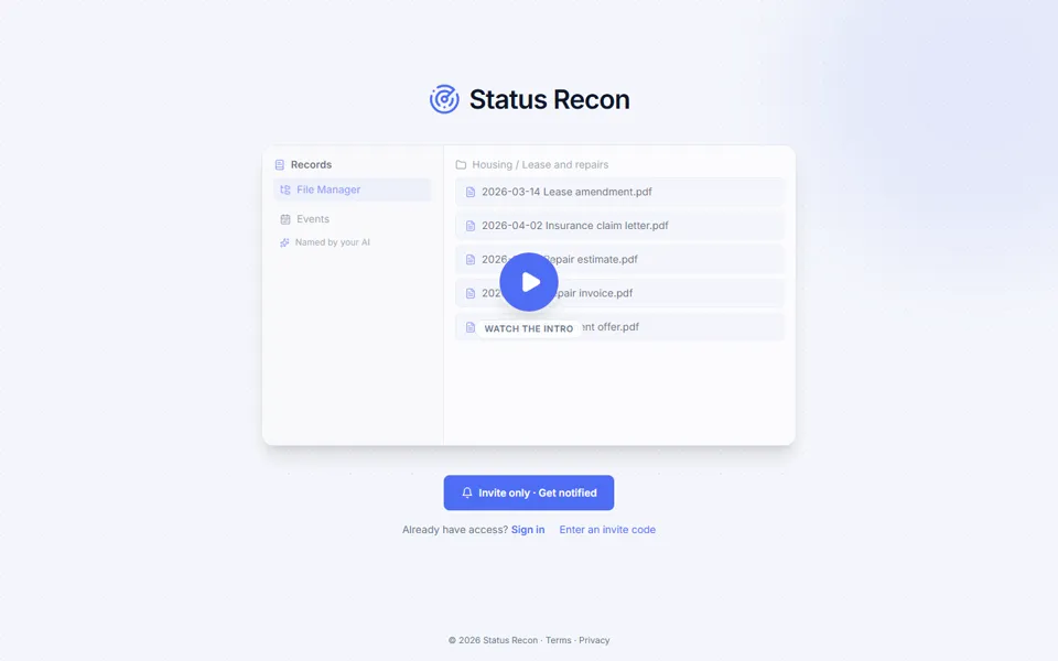 Status Recon home page